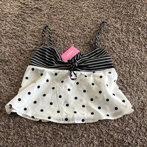 NWT Edikted Black and White Polka Dot Women's Top